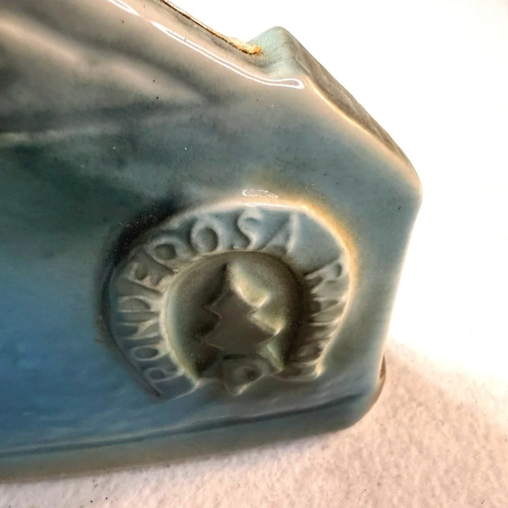 Vintage Ponderosa Ranch Lake Tahoe Decanter Nevada Blue Ceramic MCM Barware